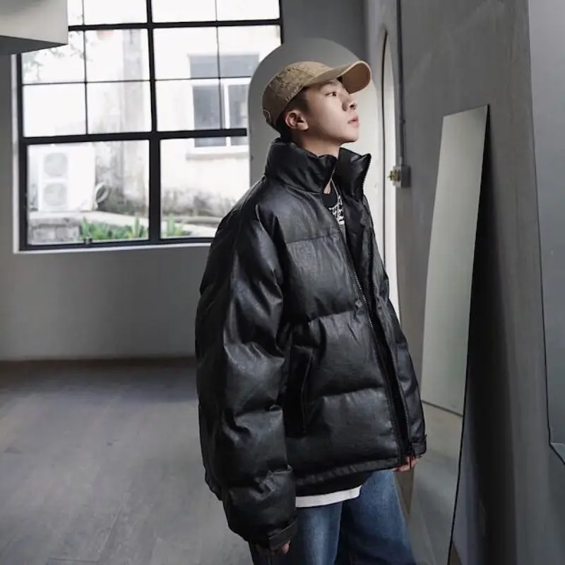 2020 Гонконгский стиль кожаная хлопковая стеганая куртка для пар | Мужская одежда