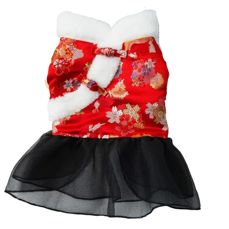 

Китайский новогодний костюм для собак, зимняя одежда для собак, одежда для домашних животных, платья, костюм Тан, костюмы шнауцера из помера...