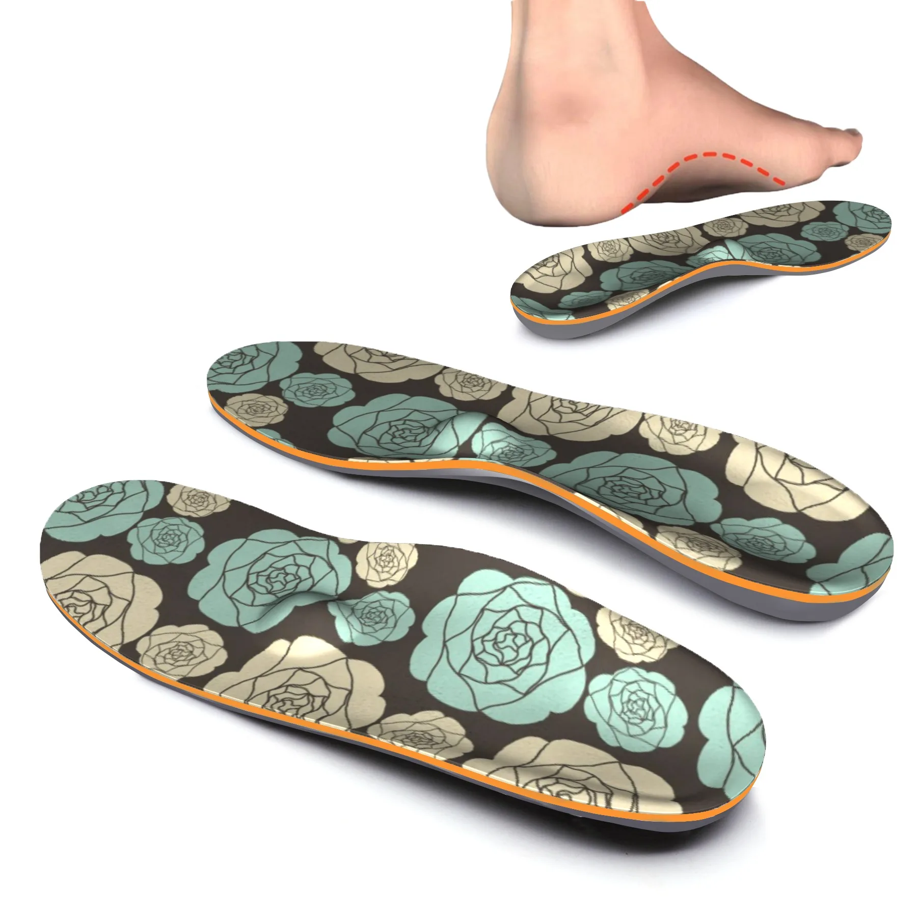 Green Flower EVA Material Orthotic Arch Support Shoe Inserts Insoles for Women and Men Orthopedic Insole