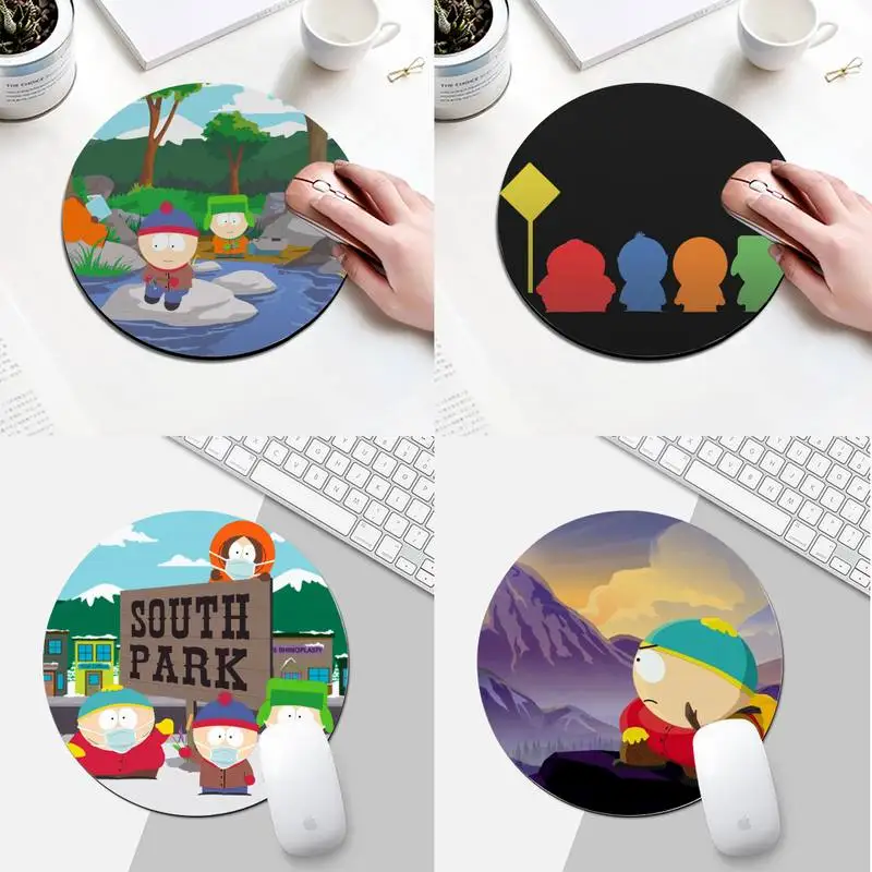 

South Cartoon Parke Rubber PC Computer Gaming mousepad Round Desk Gamer Gaming Mat For PC Laptop Round Mouse Pad