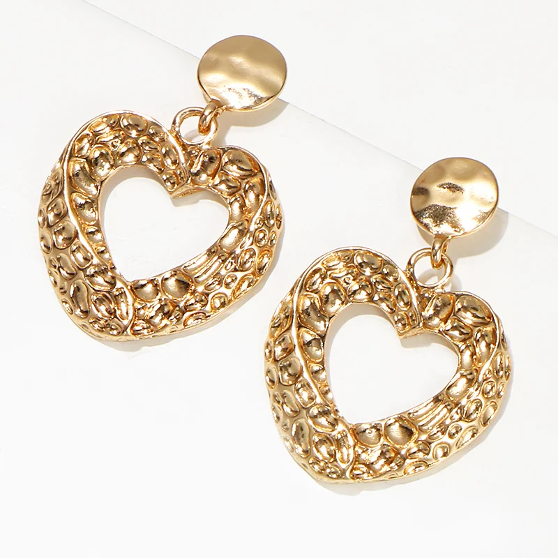 

KOMi Fashion Classic Gold Color Love Heart Shape Dangle Earrings for Women Girls Party Wedding Geometric Jewelry D20301