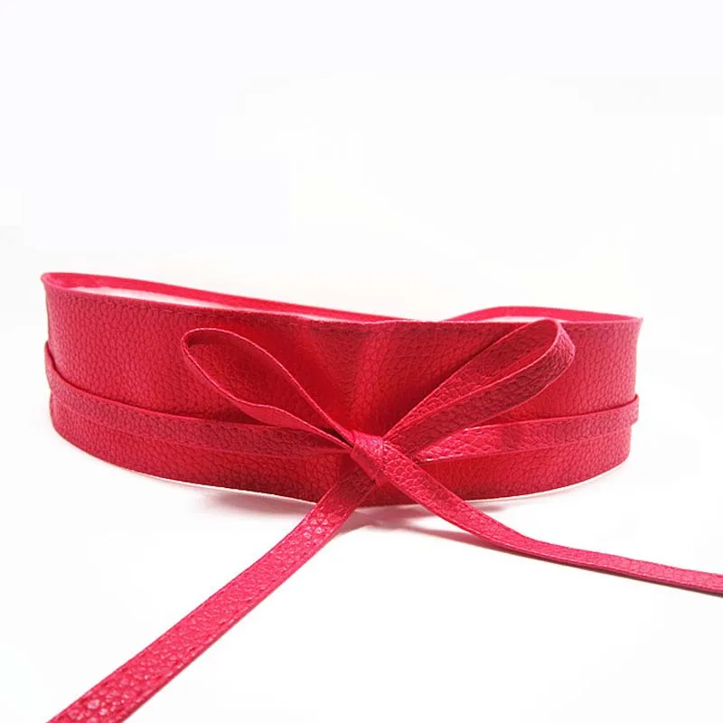 

Lace Up PU Leather Belt Wide Corset Cummerbunds Strap Belts For Women Girls High Waist Slimming Girdle Belt Ties Bow Waistband