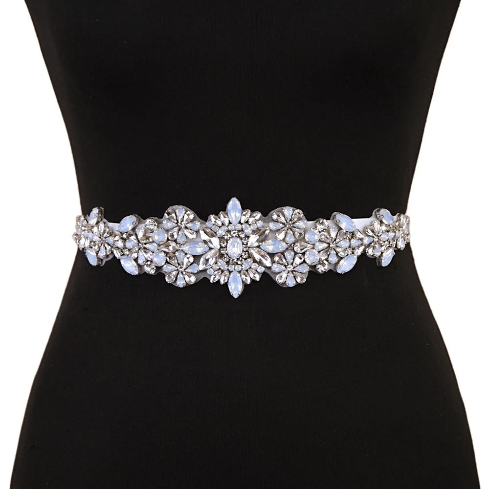 Блестящий женский ремень TRiXY для свадебных торжеств стразы синего цвета с опалом