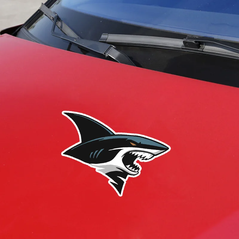 

15.9* 13.4cm Interesting Shark Cartoon Color PVC Waterproof Sunscreen Decal Car Sticker Decorative Graphics