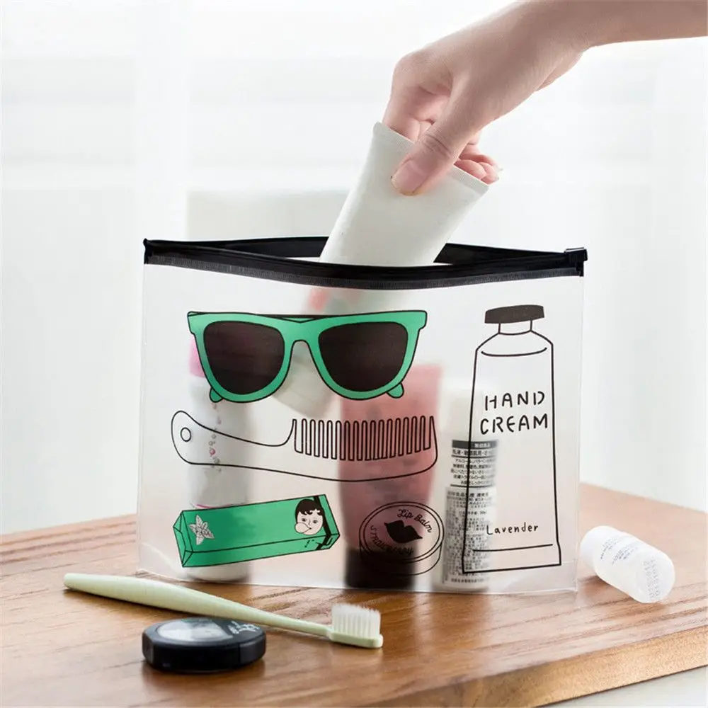 

1pc Transparent Makeup Kits Pen Bag Kawaii Cosmetics Pouch Large Capacity Pencil Case Zipper Bag Office Stationery Supplies