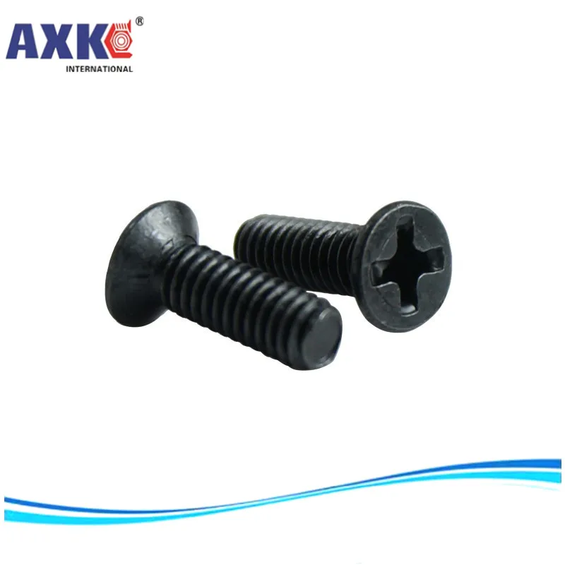 AXK M1.2 M1.4 M1.7 M2 M2.3 M2.6 M3 Philips саморезы с потайной плоской головкой черные КБ