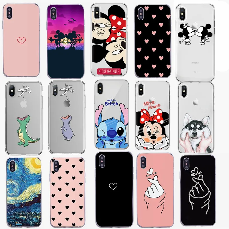 Милый мягкий чехол из ТПУ с Минни для iPhone 7 8 Plus 6 S задняя крышка XS Max XR X защитный
