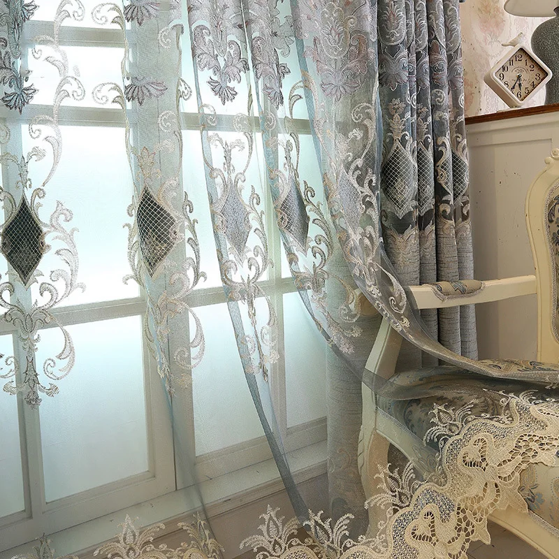 Европейские роскошные серые жаккардовые декоративные затемняющие шторы для