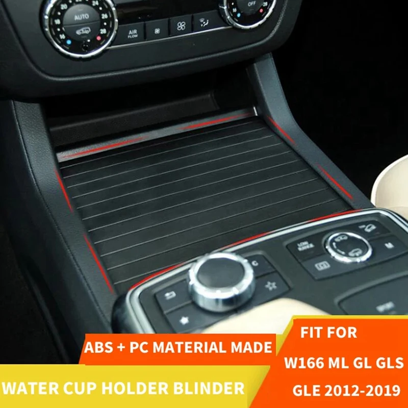 

Car Center Console Drink Water Cup Holder Roller Blind Cover Trim Zipper for BENZ W166 ML GL GLS GLE 2012-2019