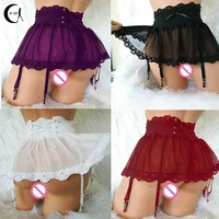 womens high waist lace bandage sexy mini skirt adjustable garter belt short dress with three breasted girls ladies lingerie
