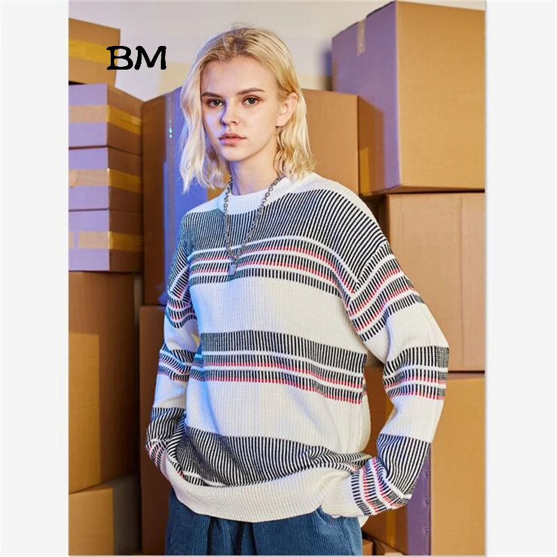winter clothes fashions long sweater women korean style pullovers fall 2019 streetwear harujuku striated casual clothing | Женская