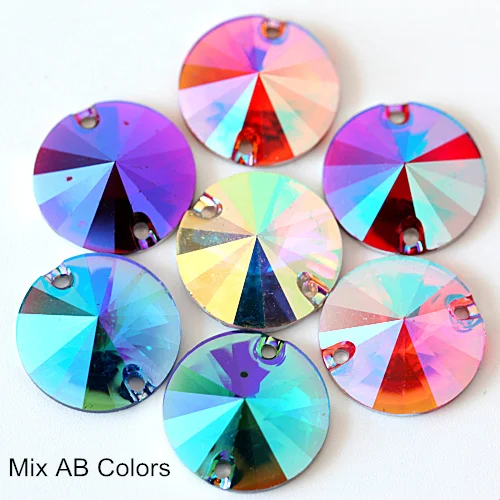 Mix ab colors Круглые разноцветные стразы Rivoli из смолы, стразы для пришивания, стразы для пришивания, круглые стразы для пришивания одежды Y3625 - Цвет: Mix ab colors