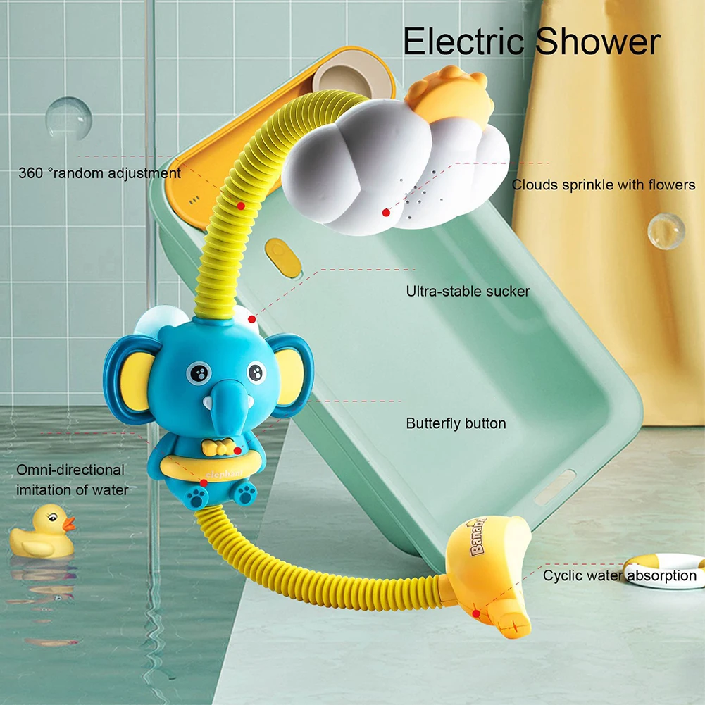 Детские игрушки для душа Электрический Слон на присоске Распылительная насадка детская ванная игрушка для Воды Электрический Душ от AliExpress WW