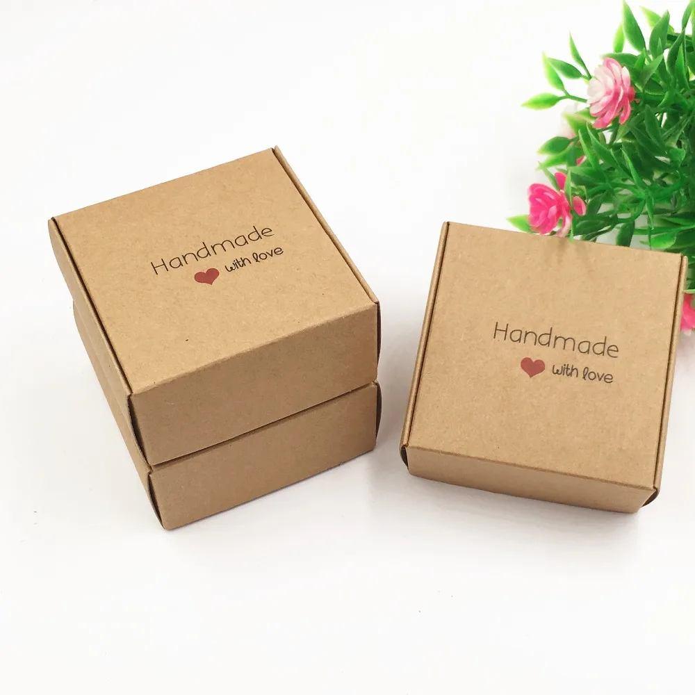 

50pcs 65*65*30mm Kraft Paper Aircraft Gift Boxes Handmade Soap Packing Box Jewelry/Cake/Handicraft/Candy Storage Paper Boxes