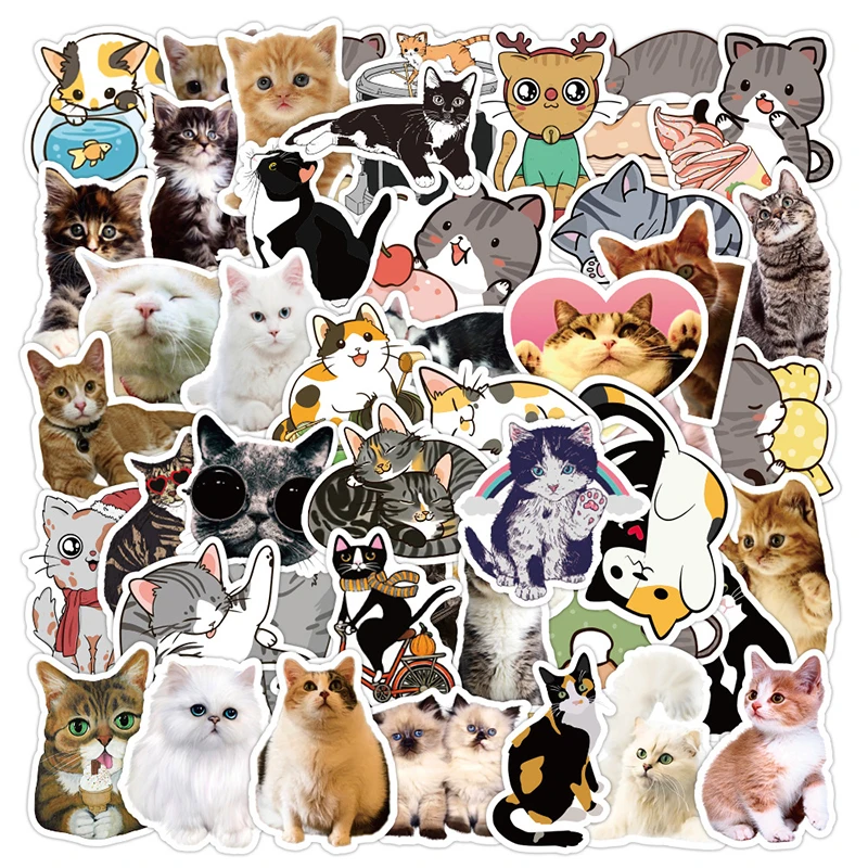

50 шт новых милых котят/Стикеры s для девочек, рисунок с героями из мультфильмов, животные стены надписи DIY чемодан канцелярские холодильник ...
