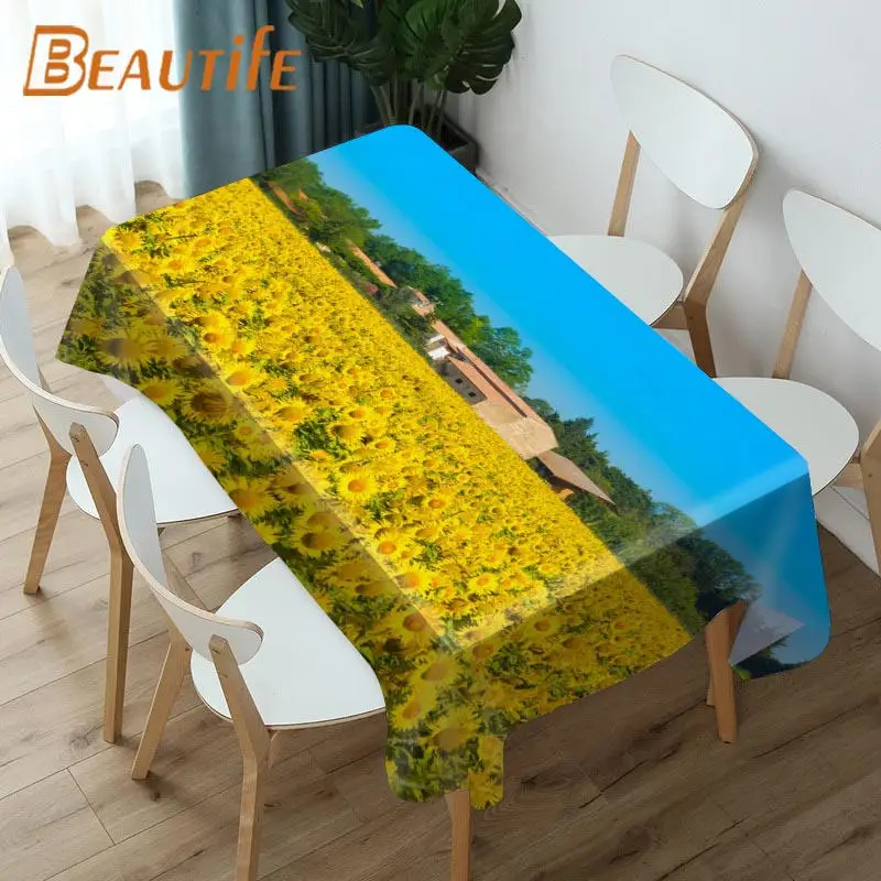 Красивое растение подсолнуха на заказ кухонная скатерть разных размеров