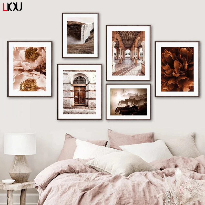 Настенная картина в виде пиона коридора водопада лошади настенные картины на