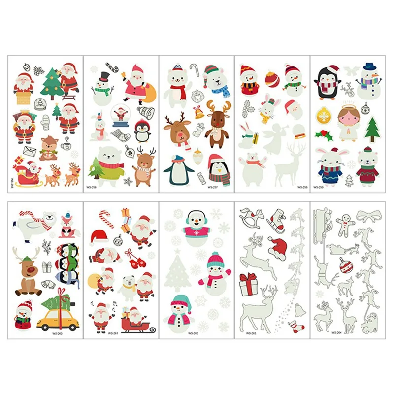 1 лист светящаяся детская Временная тату наклейка поддельная Рождественская