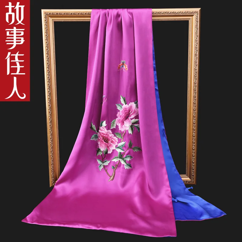 

★Hangzhou silk scarves female 100% mulberry silk hand embroidery autumn silk scarves cheongsam shawls winter joker