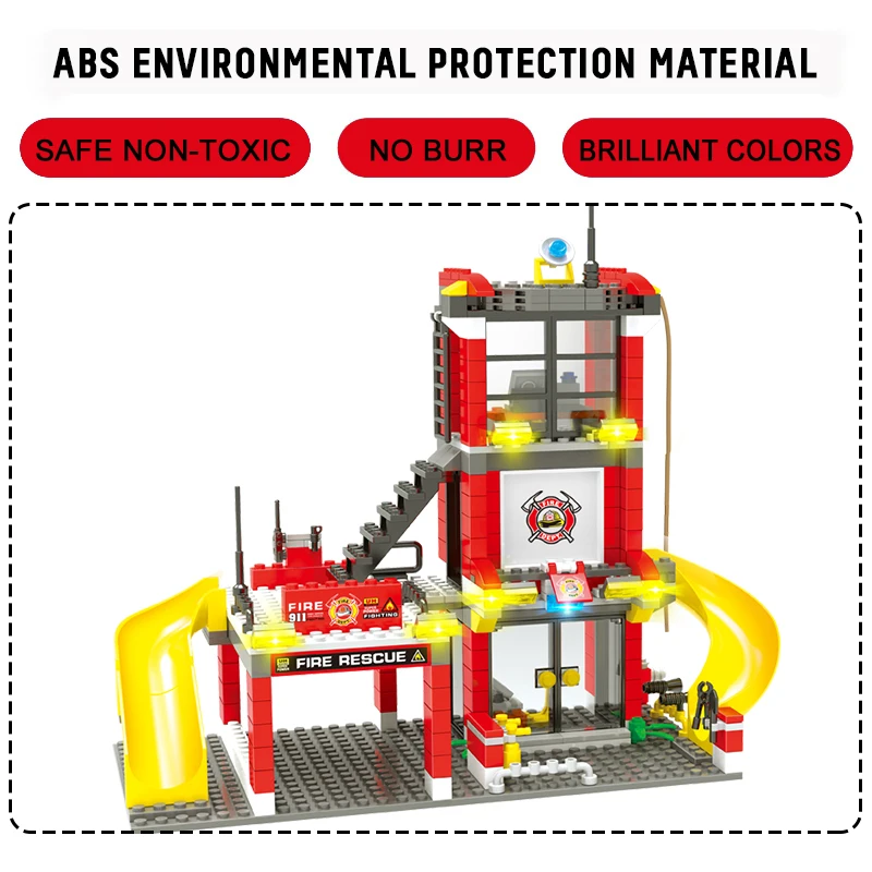 Город пожарная станция строительные блоки 5 видов стилей Совместимость