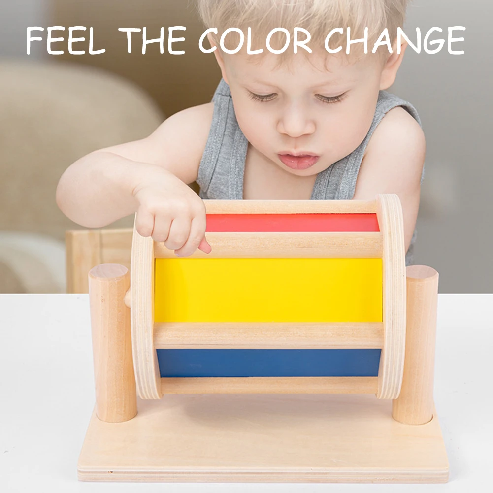 

Детский вращающийся барабан, игрушка Монтессори, обучающая помощь Монтессори, деревянный текстильный барабан, класс обучения младенцу, поз...