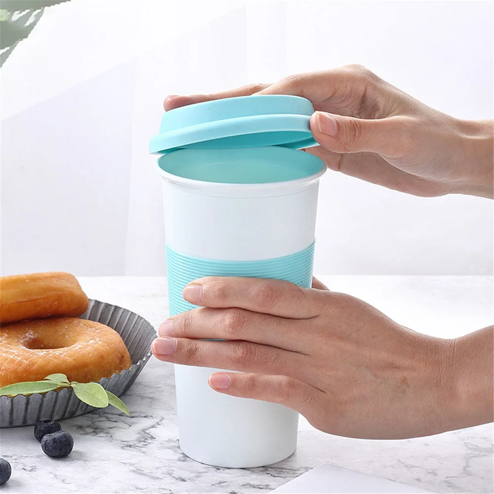 Белый Кофе кружка с крышкой чашки силикона рукав Пластик для путешествий