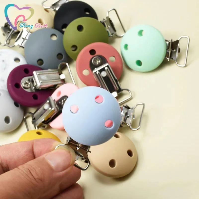 50 Uds 35 MM de la Ronda beb&eacute; chupete Clips soportes con pinzas para chupetes para beb&eacute; accesorios bricolaje chupete de Enfermer&iacute;a de juguete Clips de cola-4