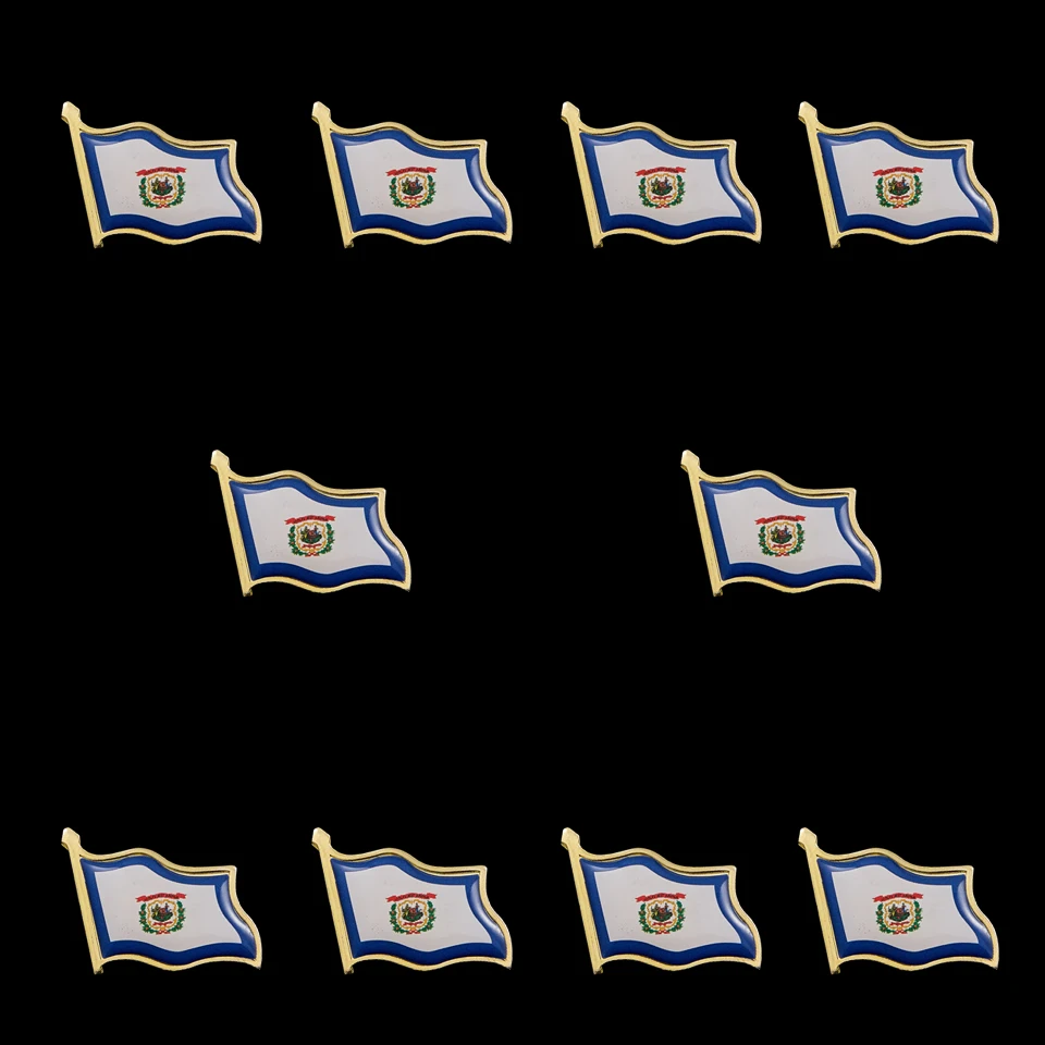 

10PCS/Lot All States In Stock USA State Patriotism Flag Lapel Pin Gold Plated Badge W/ Butterfly Clip Safety Pins