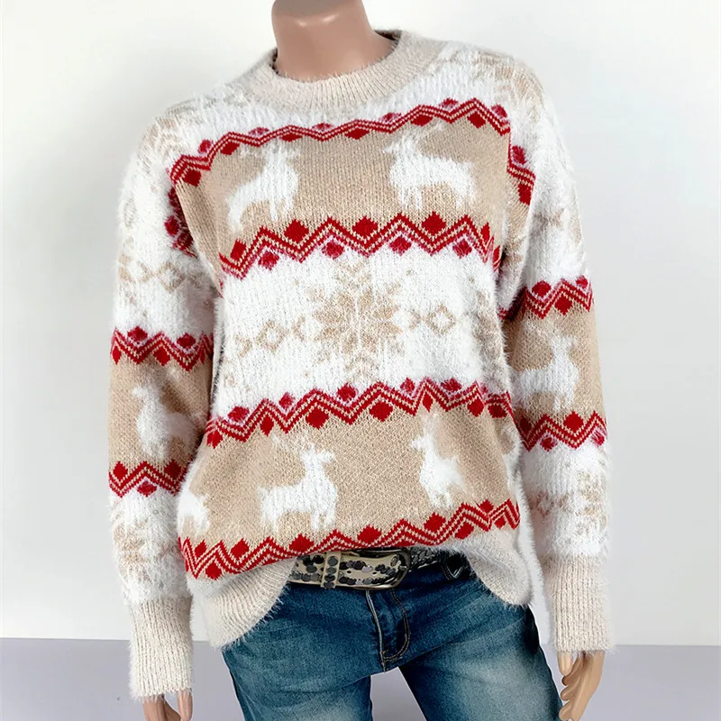 Женский свитер с длинным рукавом и круглым вырезом размеры s-xl | Женская одежда