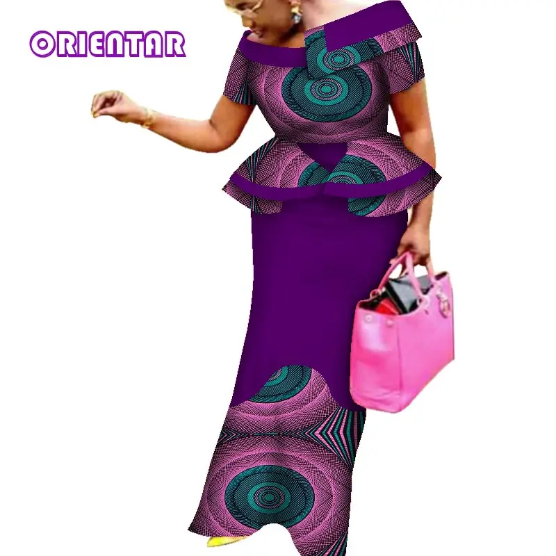 Африканские платья для женщин модное платье из Анкары длинное с коротким рукавом