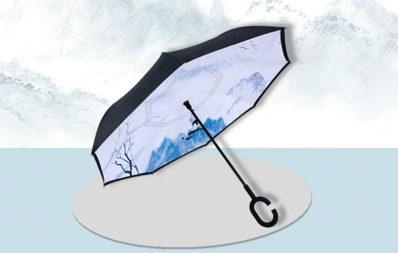 Ветрозащитный складной зонт с обратной связью крючком для автомобиля | Дом и сад