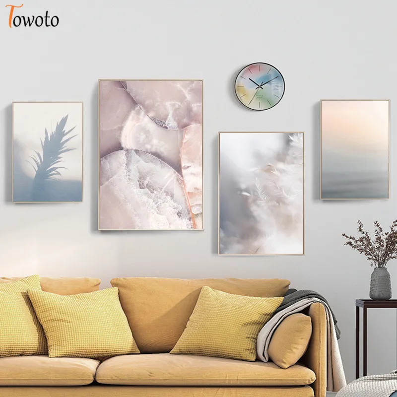 Пастельная цветная Картина на холсте скандинавский плакат минималистичный