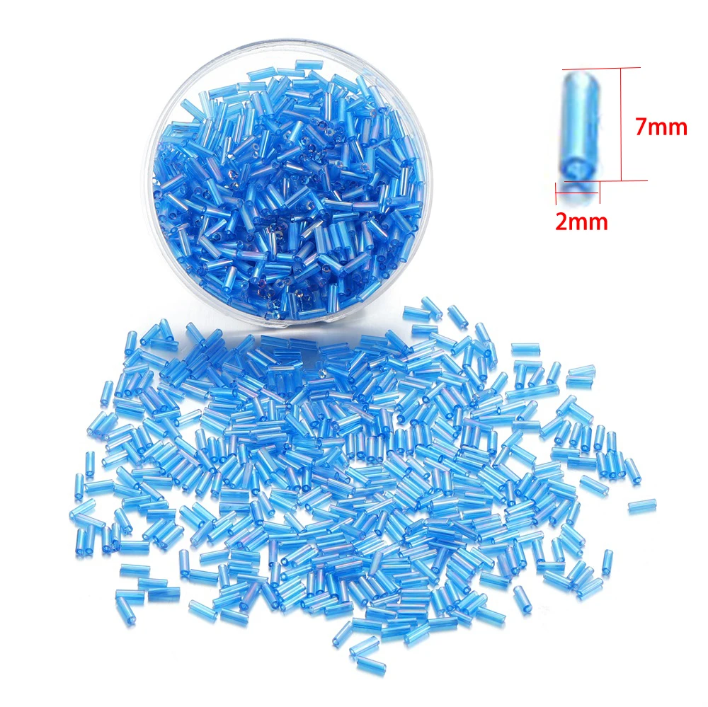 

400Pcs/Lot Crystal Long Tube Beads Lined Bugle Czech Glass Seed Spacer Beads for DIY Necklace Jewelry Making Accessories