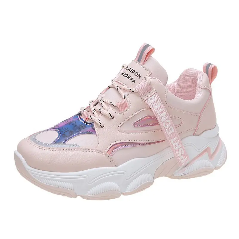 

Trendy Women Sneakers Thick Sole Ladies Lace-Up Platform Shoes Web Celebrity Chunky Dad Sneakers Chaussures Femme Zapatos Mujer