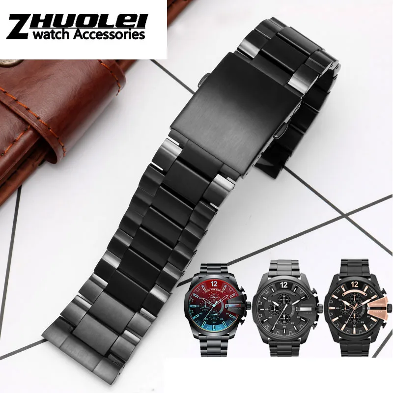 high quality strap For Diesel DZ4318 4323 4283 4309 original style stainless steel watchband male large watch case bracelet 26m