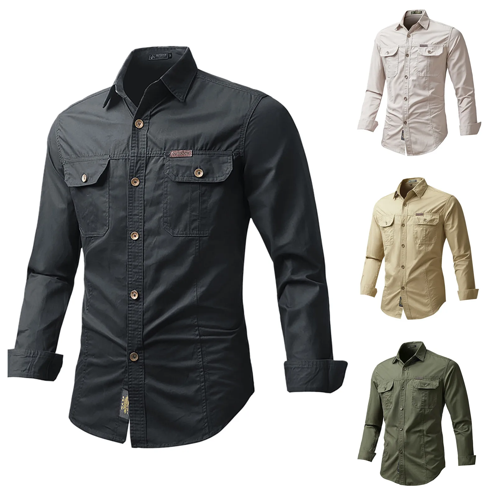 

Fashion Men Solid Colors Long Sleeve Blouse Turn-down Collar Casual Breathable Slim Fit Baggy Shirts Tops Camisa Masculina#g3