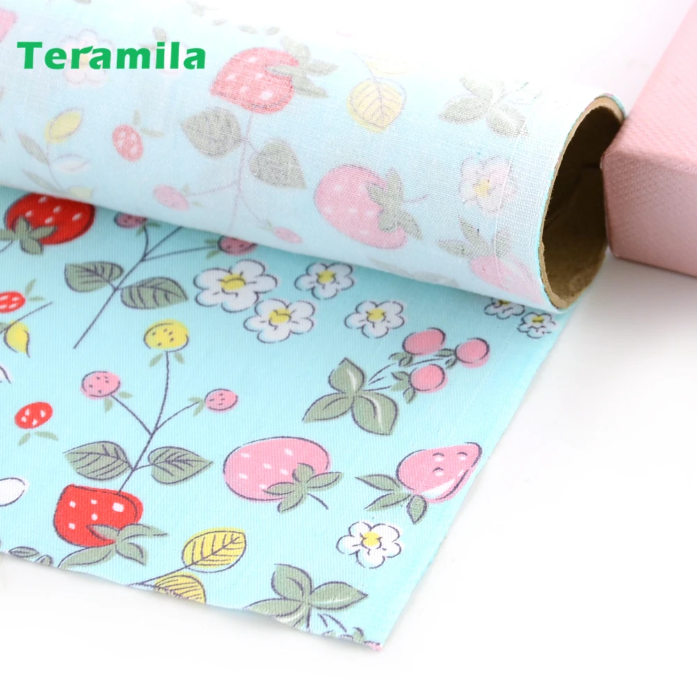 Teramila голубое Хлопковое платье с клубничным рисунком цветочная ткань для шитья