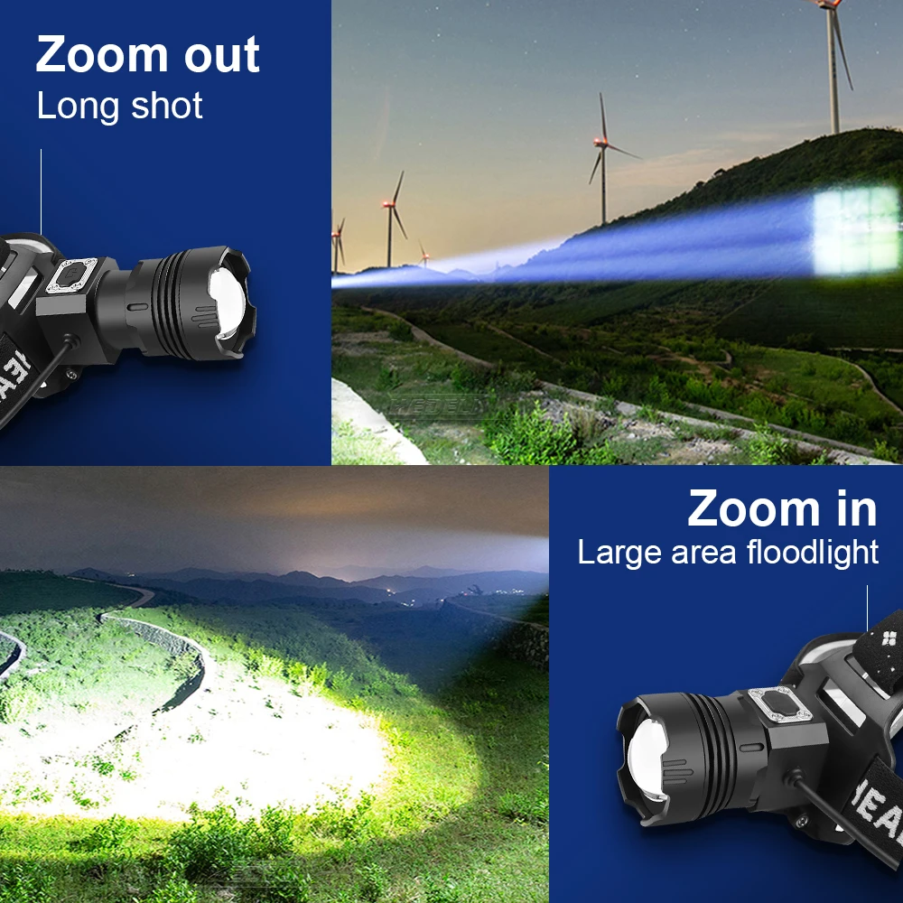 

600000 LM IR Sensor led Headlamp XHP100 Powerful led headlight 18650 usb Rechargeable head lamp XHP90.2 fishing head torch light