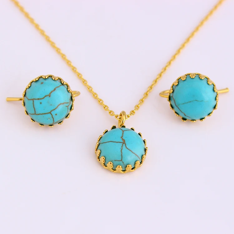 

FanSheng, популярный набор ювелирных изделий из круглых сосновых камней, подвеска, ожерелье для банкета