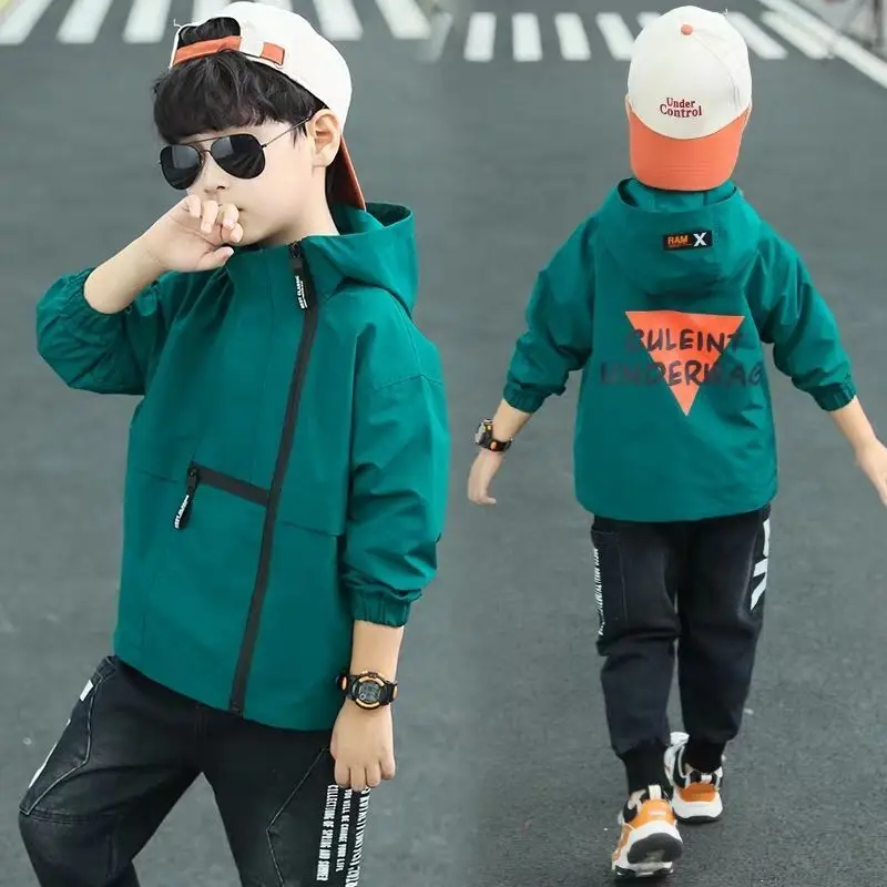 EACHIN Boys Jackets Spring and Autumn Boy Coat Letter Print Casual Thin Outerwear Zipper Long Sleeve Children Clothing |