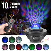 x led galaxy projector night lamp bluetooth music speaker player voice control star light moon usb recharge for home decoration