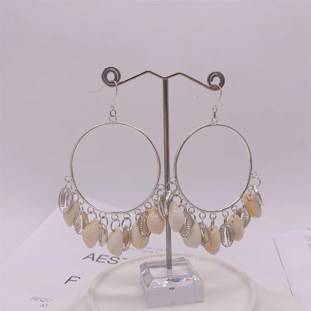 JOYA подарок морская раковина болтающиеся кольца ручной работы из ротанга большая