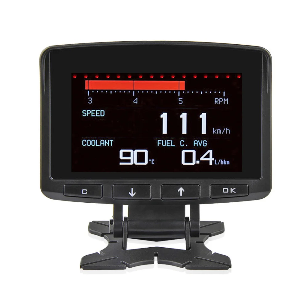 

A208 HUD бортовой компьютер автомобильный Умный Цифровой Многофункциональный Будильник Измеритель температуры цифровой измеритель напряжен...