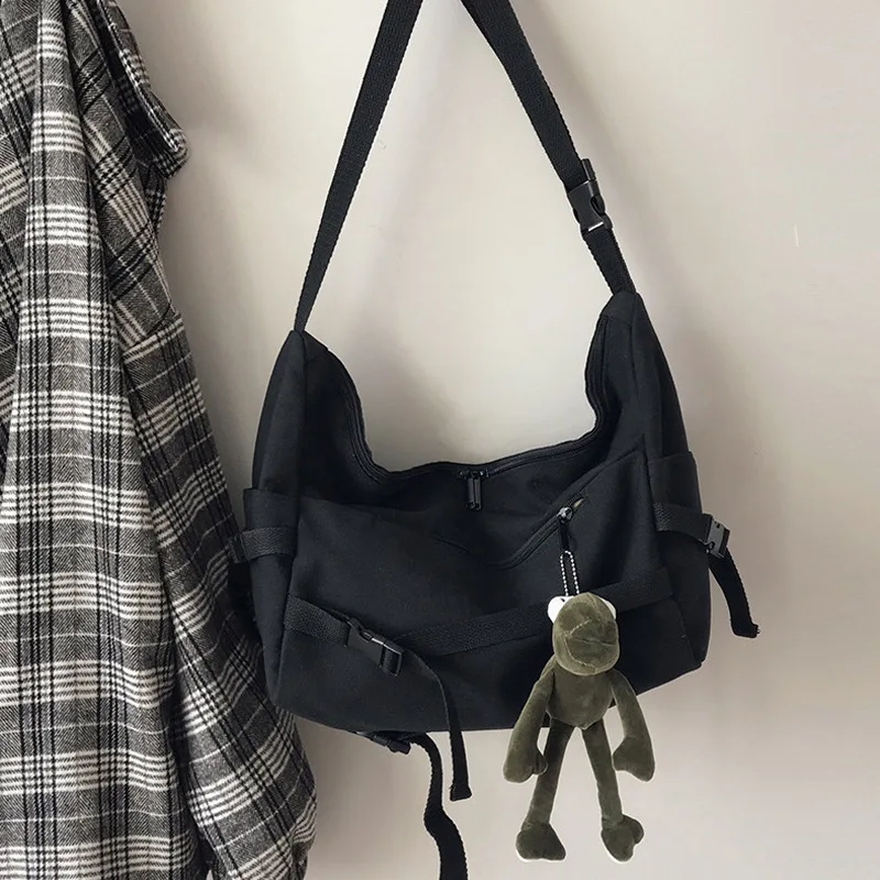 

Canvas Personality Crossbody Bag Women's Soft Shoulder Bags Large Capacity Shopping Bag College Style Quality Messenger Bags