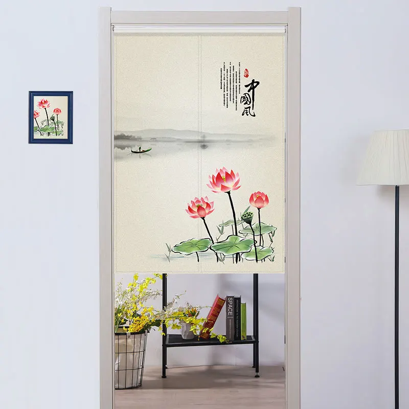 Занавеска на дверь в китайском стиле с рисунком лотоса | Дом и сад