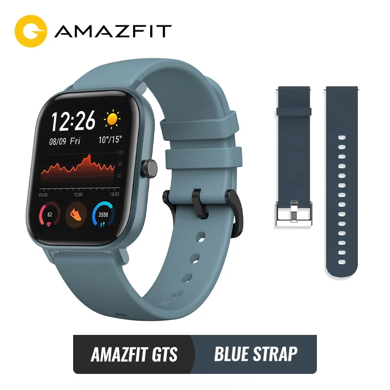 Blue and blue st Предпродажа Amazfit GTS Глобальная версия Умные часы SmartWatch GPS Бег Спорт ЧСС 5ATM Водонепроницаемый браслет AMOLED Amazfit - Цвет: Blue and blue st