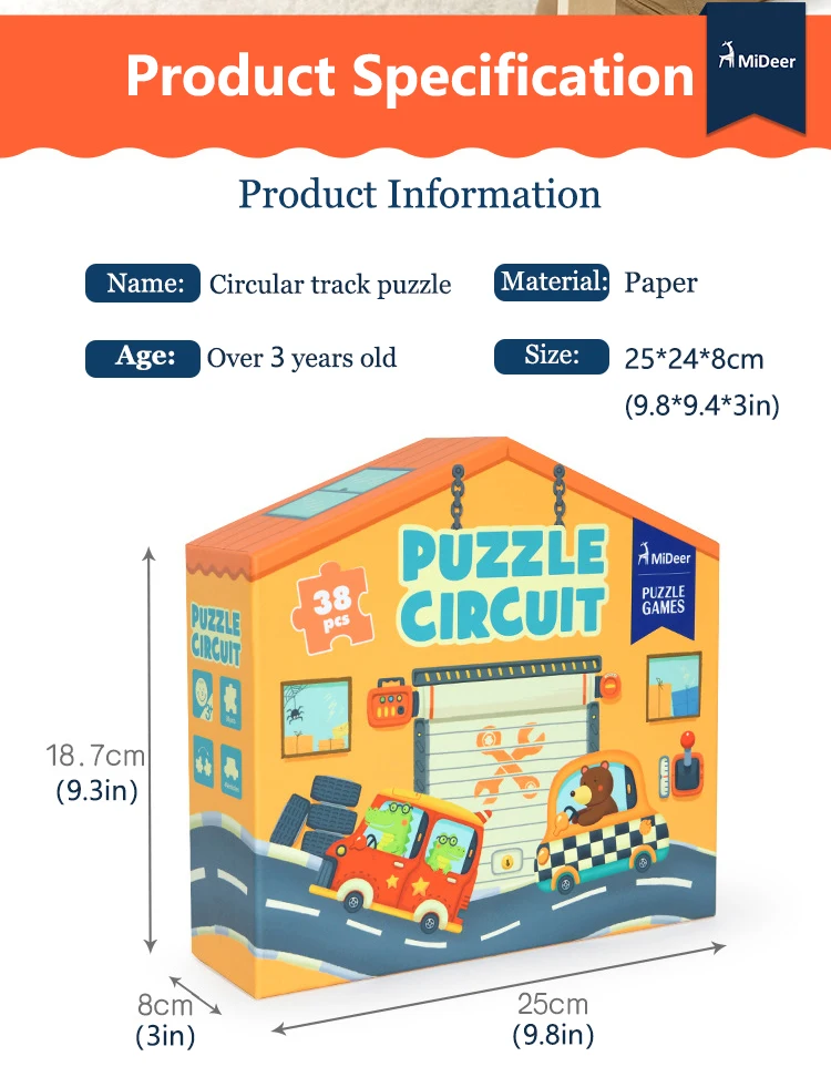 Mideer Puzzles 38PCS Jigsaw Assembling Puzzles Toys Kids Games Educational Toys Traffic Circle for 3-6Y Children