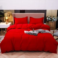 modern style red color bed duvet cover set soft comfortable bedclothes pillowcase sheet home bedding set for adults bed