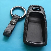 1pc for audi tt q7 tts a4l q5l a5 2017 2019 new car key case decor cover fob cover carbon fiber silicone keychain protector bag