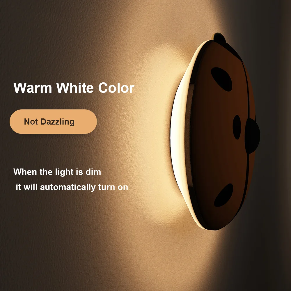 

Motion Sensor Night Light LED Wall Lamp for Kids Home Stairs Bedroom Decoration USB Rechargeable Magnetic Nightlight Ladybug